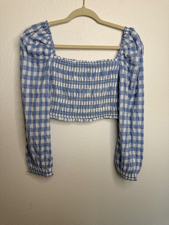 Storia Tops - Storia Gingham Crop Top Blue White S